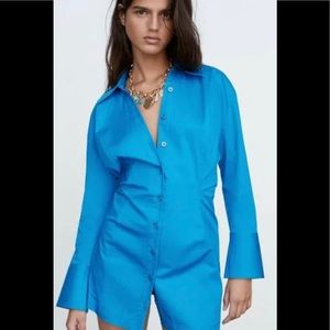 zara shirt dress blue